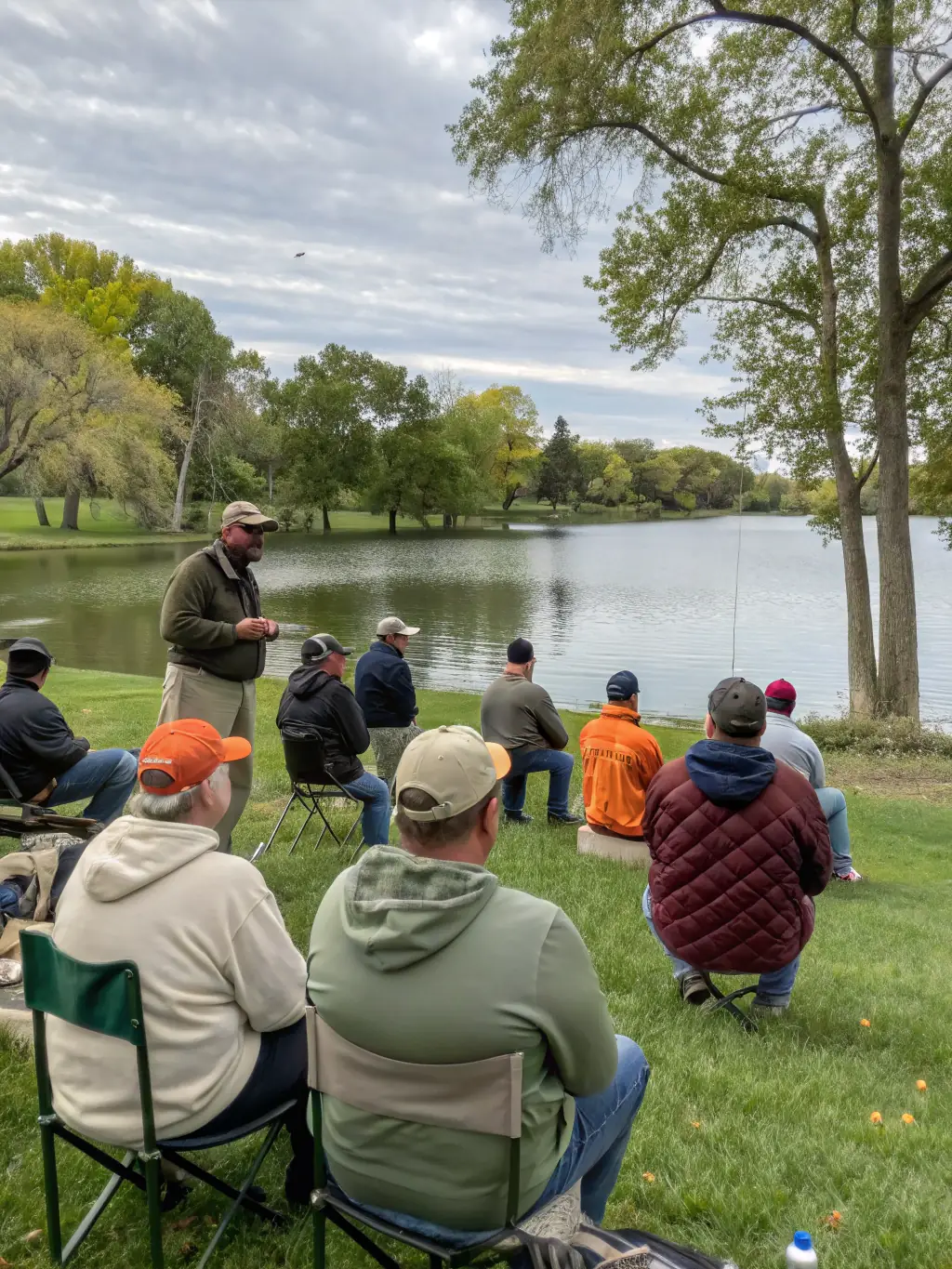 A photo of children participating in a fishing education workshop, learning about responsible fishing practices and the importance of aquatic conservation.